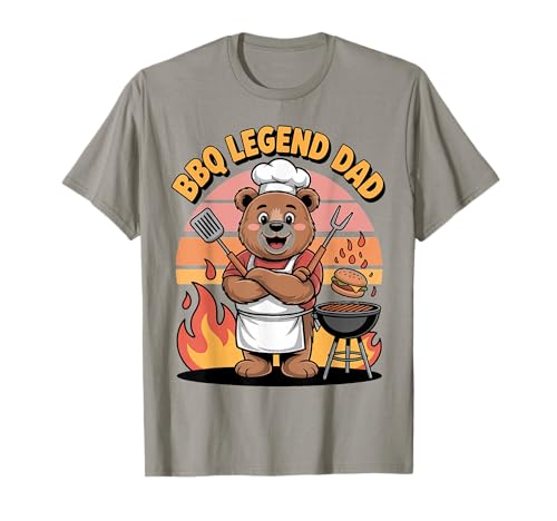 BBQ Legend Dad Funny BBQ Expert Bear Design T-Shirt