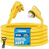 UL Listed 25 Feet 50 Amp Generator Extension Cord, NEMA 14-50P Male to SS2-50R 6/3+8/1 AWG 125/250V Heavy Duty Generator Power Cable with Twist Lock, Connectors for Generator to House