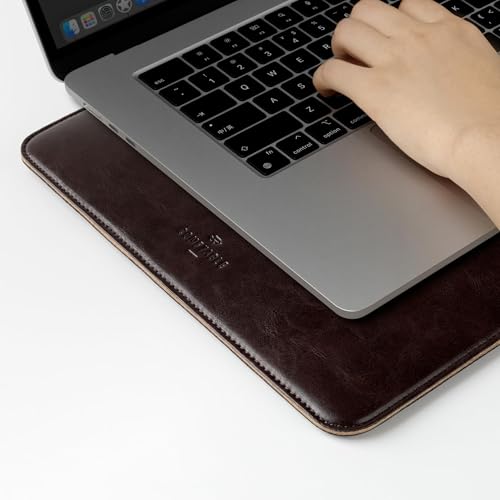 Image of Comfyable Laptop Sleeve 14 Inch Precisely Compatible with MacBook Pro M4 M3 M2 M1 Pro /Max 2024, Faux Leather Cover Case 14 in, Dark Brown
