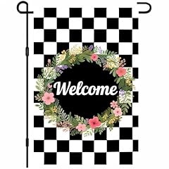 Pink blooms on checkered design