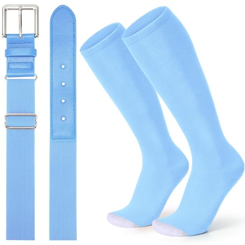 XZQTIVE Baseball Socks and Belt Combo Set Adjustable Softball Socks and Belt for Youth Adult