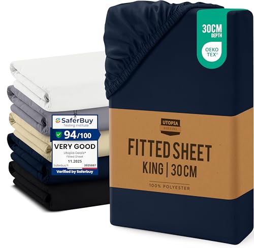 Utopia Bedding Fitted Sheet King Navy