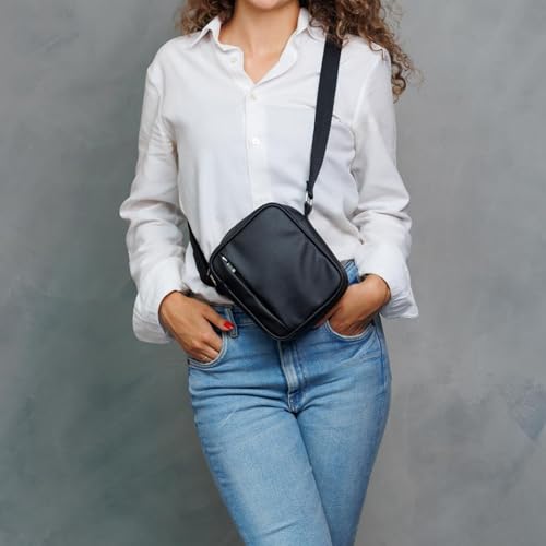 Shoulder Bag Transversal Masculina ou Feminina, PGH, Modelo Tiracolo PULSE - Feita em Couro PU (Pret