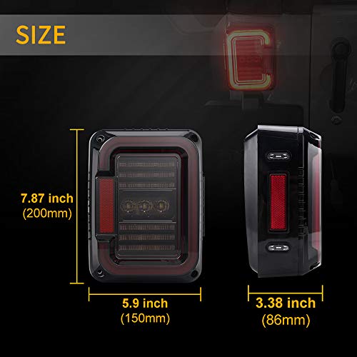 SPL Ult LED Tail Lights Brake & Ultimate Reverse Lights Compatible with Jeep Wrangler JK/JKU 2007-2017, Built-in EMC, DOT Approved, Smoked Lens,2PCS - Thumbnail 3