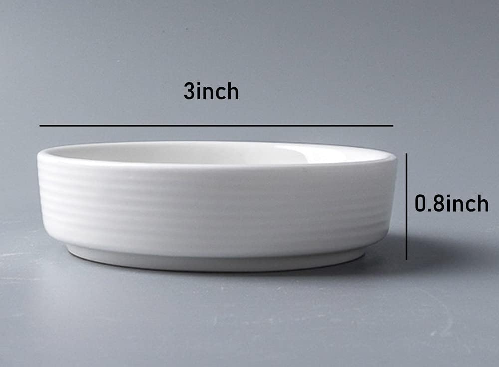 4pcs White Ceramic Seasoning Dishes Appetizer Plates,3 Inches