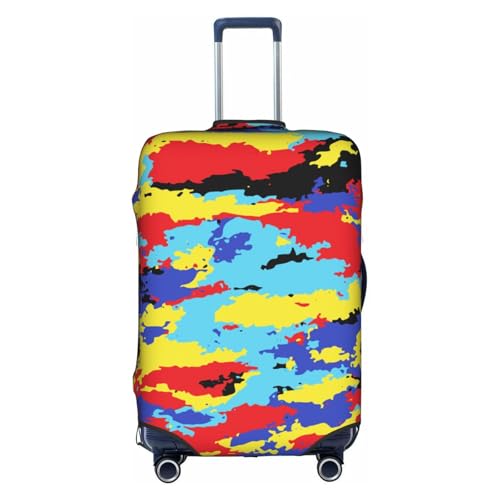 Colorful Bright Spots Camouflage Travel Luggage Cover Elastic Suitcase Protector Washable Baggage Covers For Trunk Case Fits 18-21 Inch Luggage