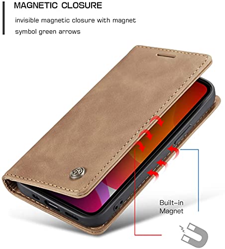 Capa Capinha Flip Couro Imã Carteira iPhone 12 Mini - 12 e 12 Pro - 12 Pro Max (Marrom, Iphone 12 Pr