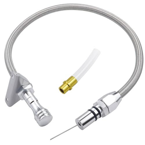 PEATOVIE Flexible Transmission Dipstick Tube Compatible with Chevy GM 700R4 4L80E & 4L60E - Stainless Steel Braided Housing Firewall Mounted for Easy Install & Sleek Engine Bay Look