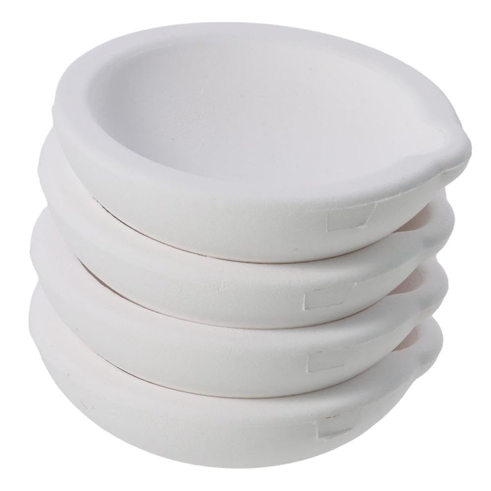 hobbyhub 5Pcs White Ceramic Crucible Bowl, High Temperature Crucibles,Quartz Melting Dishes Pot for Refining Casting Molding