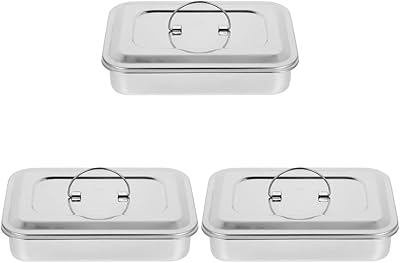 minkissy Metal Serving Tray 3pcs Equipment Instrument Nail Tool Display Home Disinfecting Manicure Cleanser Storage with Shop Container High Salon Lid Steel Shape