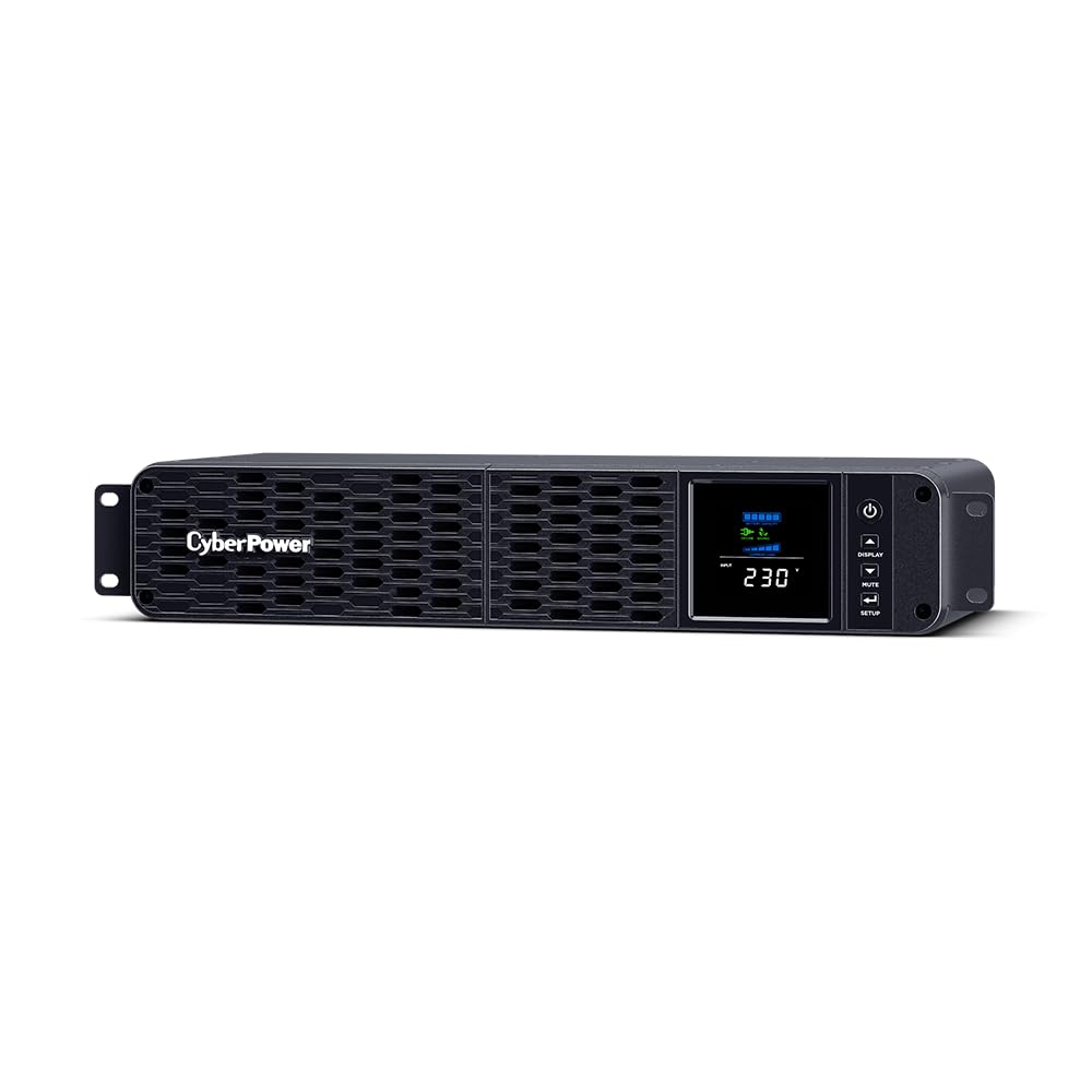 CyberPower CP2000EIPFCRM2U Line-Interactive UPS 2000VA/1200W Pure Sine Wave, AVR, LCD, USB (HID), DB9, RJ45 LAN Protection, Output 86 IEC, Smart Lock for Optical Network Communication