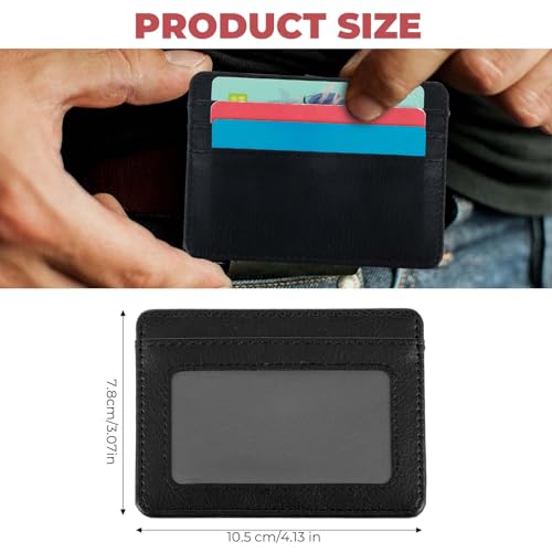 Ouligay 2Pcs Slim Credit Card Wallet for Men Women Thin Slim Credit Card Holder PU Leather RFID Blocking Pocket Mini Small Wallet with ID Window4