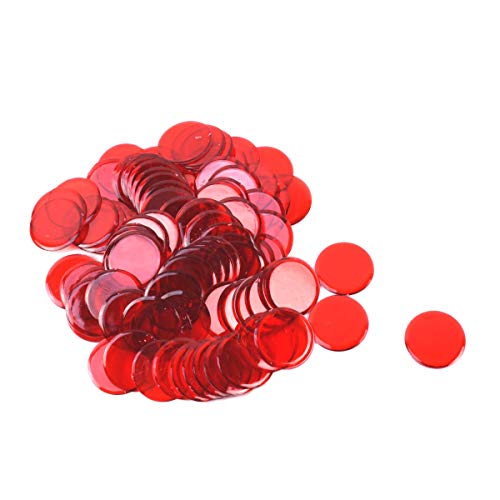 Tg,Llc Treasure Gurus Set Of 100 Clear Red 7/8" Plastic Bingo Chips Professional Hard Card Game Marker #TOP23