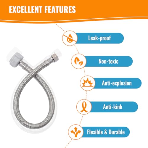 image for SUNGATOR 16 Inch Toilet Water Line Hose Connector, 7/8