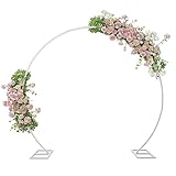 TDDFLO 8ft White Round Backdrop Stand Circle Balloon Arch Kit for Party Decoration Circle Wedding Arch Flower Ring Stand