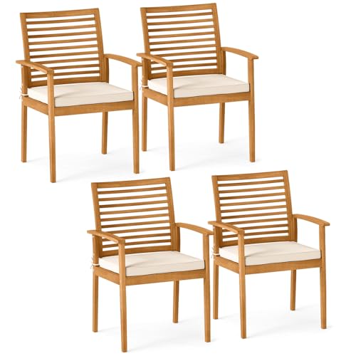 Tangkula Acacia Patio Dining Chairs