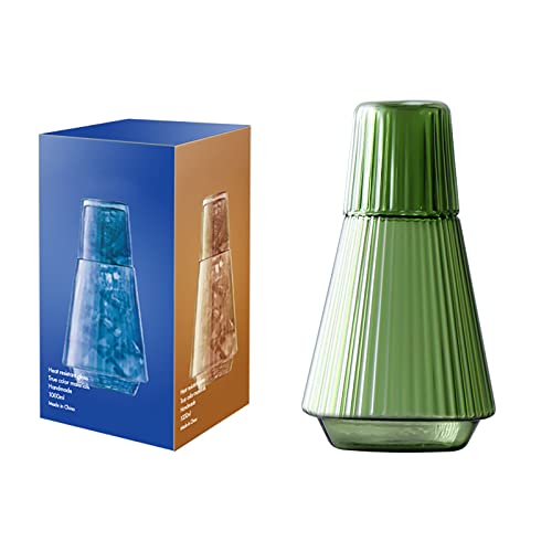 MISNODE Bedside Water Carafe Nordic Style Glass Carafe Heat-Resisting Bedside Water Carafe and Glass Set Practical Durable Glass Water Carafe for Bedroom Kitchen Bathroom