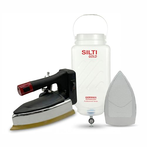 Image of SILTI Gold Electric Professional Steam Iron ST-96 | Iron with Big Gravity Feed Bottle, Teflon Shoe | Large Base,1850W, 220V Heavy Duty Iron for Tailoring & Garment Industrial Use. (8896)
