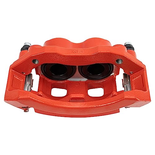 Image of TRQ Performance Front Brake Caliper Set Painted Red Brackets