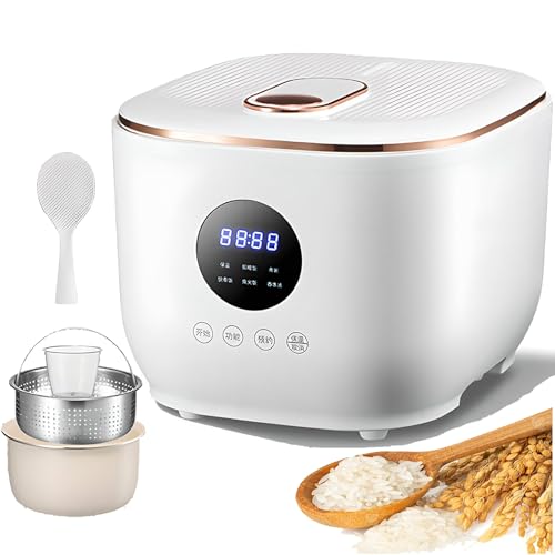 Mini Rice Cooker,3l Low Sugar Rice Cooker With Stainless Steel Steamer Basket, 5 Functions, 24h Delay Timer & 8h Keep Warm, For 1-6 People