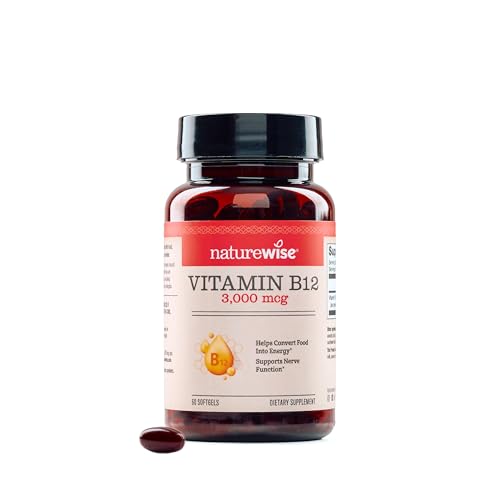 NatureWise Vitamin B12 3000 mcg - Extra Strength - Supplement for Supporting Energy Levels Mental Clarity Nervous System Health - Easy-to-Swallow Soy and Gluten-Free Non-GMO - 60 Softgels