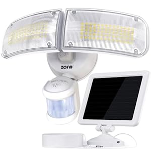 ZOFO Solarlampen für Außen mit Bewegungsmelder, Solar Led Strahler, Verstellbaren Solar Aussenleuchte für den Außenbereich, Superhelle 1800LM, 5000K, IP65 Wasserdichte Solar-Sicherheitsleuchte