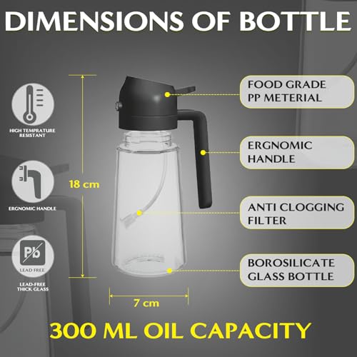 Image of Oil Dispenser 500 ml with Spray Glass Oil Sprayer and Dispenser Bottle 2 in 1 Spray Bottle for Kitchen and Air Fryer Cooking Oil Sprayer Bottle Refillable Oil Spray Dispenser Bottle for Cooking