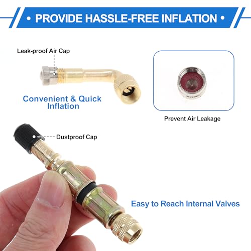 Image of Motoforti 1set 90 Degree Copper Tire Valve Extension with Flexible Plastic 75mm Tyre Valve Inflation Adapter for Car Motorcycle RV Truck Bike