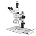 AmScope ZM-1TZ3-80MW Professional Trinocular Stereo Zoom Microscope, EW10x Eyepieces, 2x-90x Magnification, 0.67X-4.5X Zoom Objective, 80-Bulb LED Ring Light with Rheostat, Large Pillar-Style Table Stand, 110V-240V, Includes 0.3x and 2.0x Barlow Lenses
