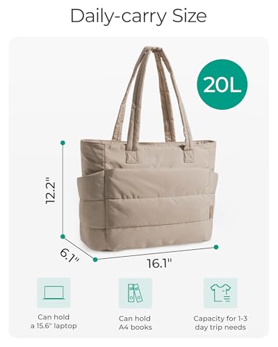 BAGSMART Tote Bag for Women, Lightweight Puffy Tote Bag with Compartments Shoulder Bag Handbag for Travel, Work, Gym - Image 3