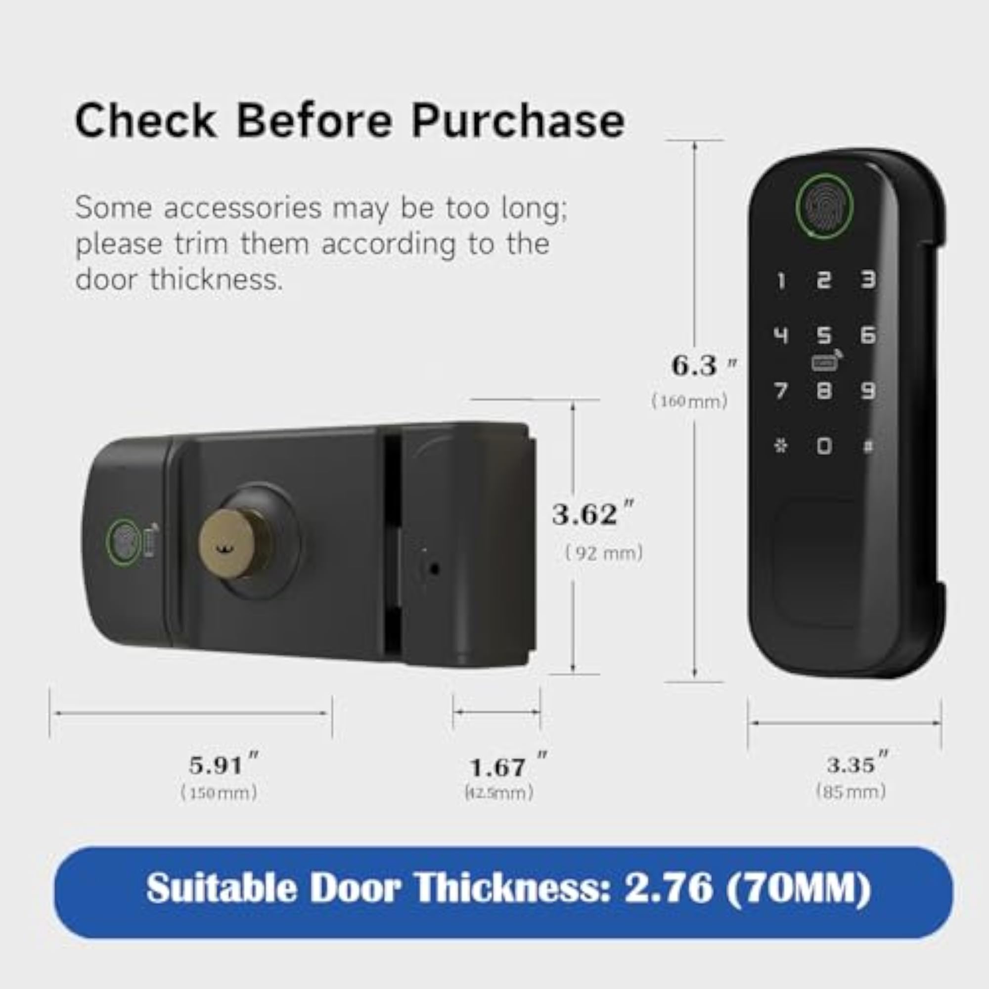 Smart Latch Double Side Gate Lock with Keyless Fingerprint
