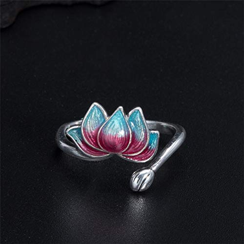 Bague romantique ajustable S925 le cadeau idéal avec émail coloré