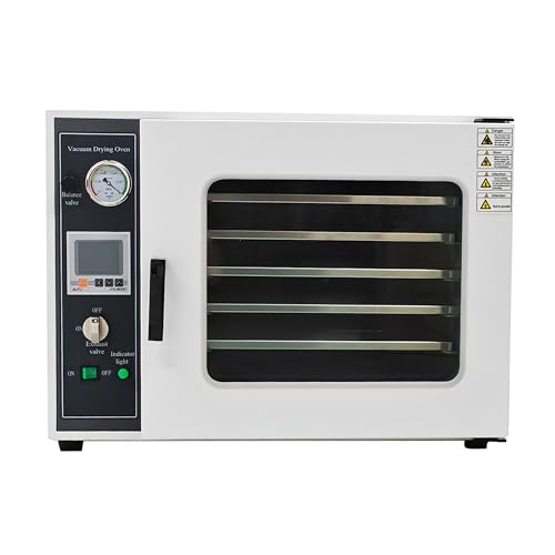 TECHTONGDA Vacuum Drying Oven Heat Treat Dry Cabinet Industrial Lab Temperature Control 5 Layers Stainless Steel Chamber 50-482? 1.9Cu ft