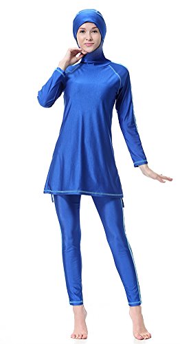 Maillots de bain musulmans modestes à manches longues bleu taille M TianMai