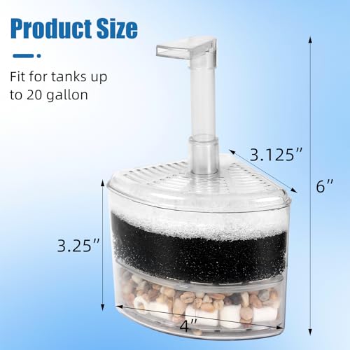 Image of AQUANEAT Aquarium Air Driven Corner Sponge Filter, for Fry Shrimp Nano Fish Tank, with Multi Kinds of Filter Media (Small)
