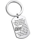 FUSTMW Drive Safe Gift Keychain May Your Guardian Angel Ride With You Car Lover Gift (silver)