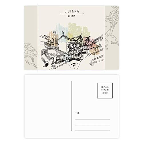 Carte postale Lijiang Chine de 20 pièces format 14x10 cm multicolore pour remerciements