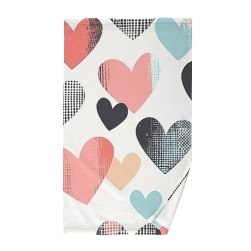 GuoChe Pequeñas toallas de algodón coloridas con mezcla de corazones, 40,6 x 71,1