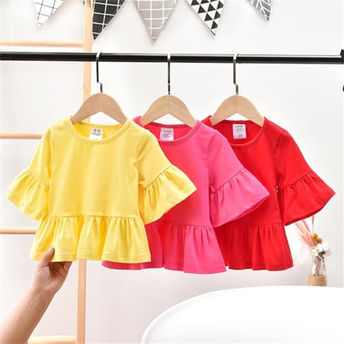 Girls Cute Short Sleeve Tee Tops Casual Loose Fit Ruffle Comfy Solid T Shirts Kids Girls Summer Soft Cotton Kids3