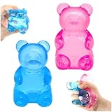 2 Piezas Ositos Squishy, Squishy Antiestrés de Lento Retorno, Muñeco Antiestrés de TPR, Fidget Toys para Autismo TDAH, Juguete Antiestrés para Niños Adultos, Cosas Antiestres Regalo (Rosa+Azul)