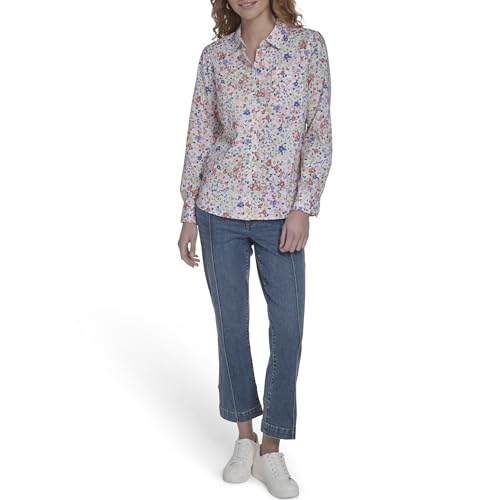Image of Nautica Women's Button Front Long Sleeve Roll Tab Shirt