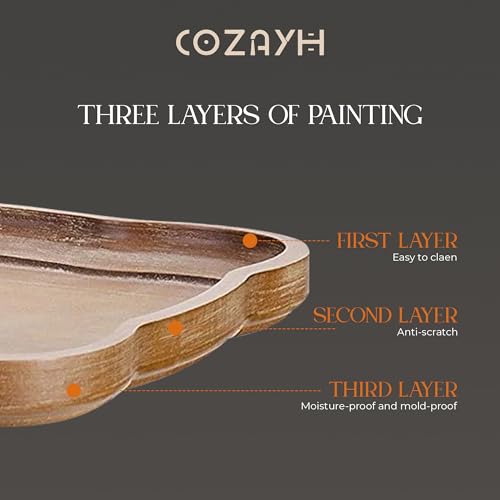 COZAYH Rustic Farmhouse Cottagecore Coffee Table, Natural Tray Top Sofa Table for Family, Dining or Living Room, Small Spaces, Handcrafted Finish, Modern
