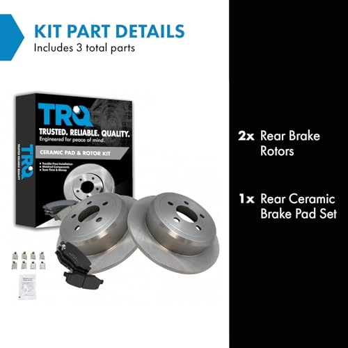 Image of TRQ Rear Brake Pad and Rotor Set Ceramic Solid Rotors