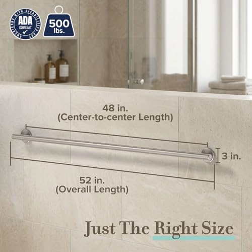 Image of Gatco 897 Latitude II 48-Inch Grab Bar - ADA Compliant Wall Mount Stainless Steel Safety Bar for Bathroom, Satin Nickel Finish