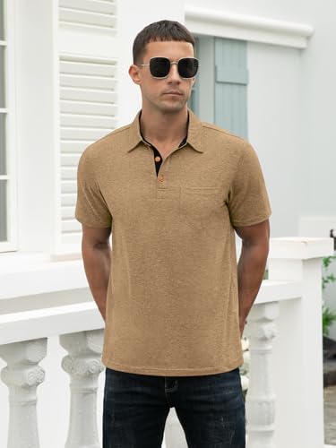 RQP Casual Polo Shirts for Men Short Sleeve Quick Dry Polo Shirts Collared T-Shirt3