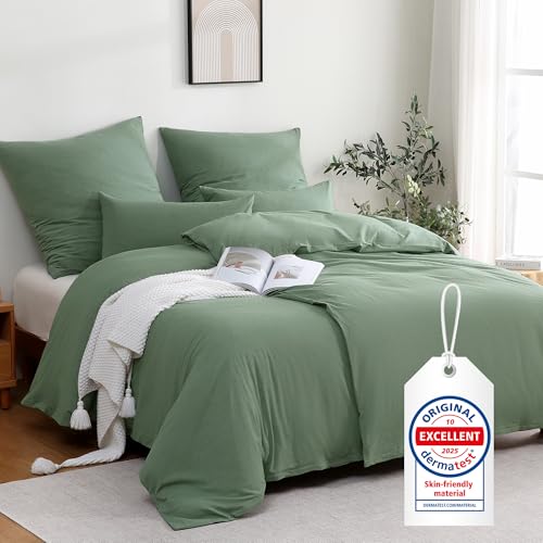 ATsense Bettwäsche 135x200 Baumwolle 4teilig, Stonewashed Bettwäsche-Sets...