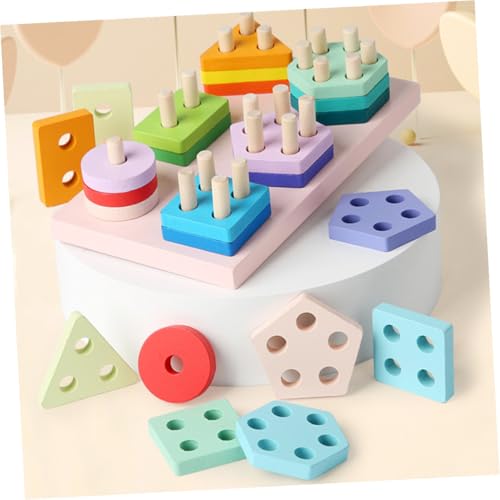 BESPORTBLE モンテッソーリ 木製形状パズル 積み木 幼児向け手先の器用さ訓練 色と形認識 歳以上学習 親子遊びに