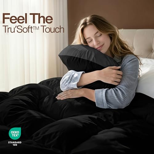 Image of Utopia Bedding King Comforter Duvet Insert, Reversible Black /Grey Quilted Comforter with Corner Tabs, Box Stitched Down Alternative Comforters King Size 90 x 102 inches