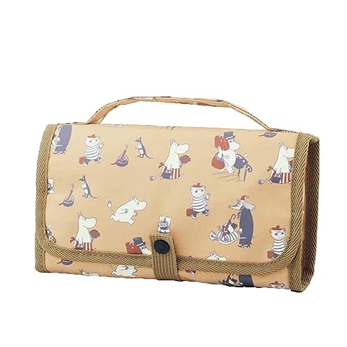 ムーミン リトルミイ 化粧ポーチ 折り畳み メイクポーチ トイレタリーバッグ ストラップ付き 收納可能 収納袋 洗面用具ポーチ 筆ポケット付き 大容量 化粧道具 小物入れ 便利 旅行 出勤 出張