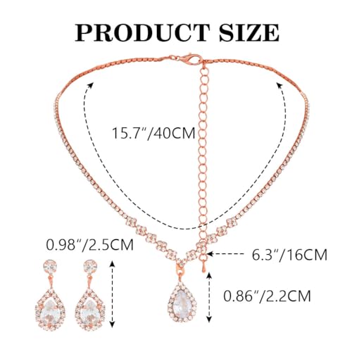 JAKAWIN Silver Rhinestone Jewelry Set Wedding Necklace Earrings for Women by JAKAWIN - Used condition - Image 5